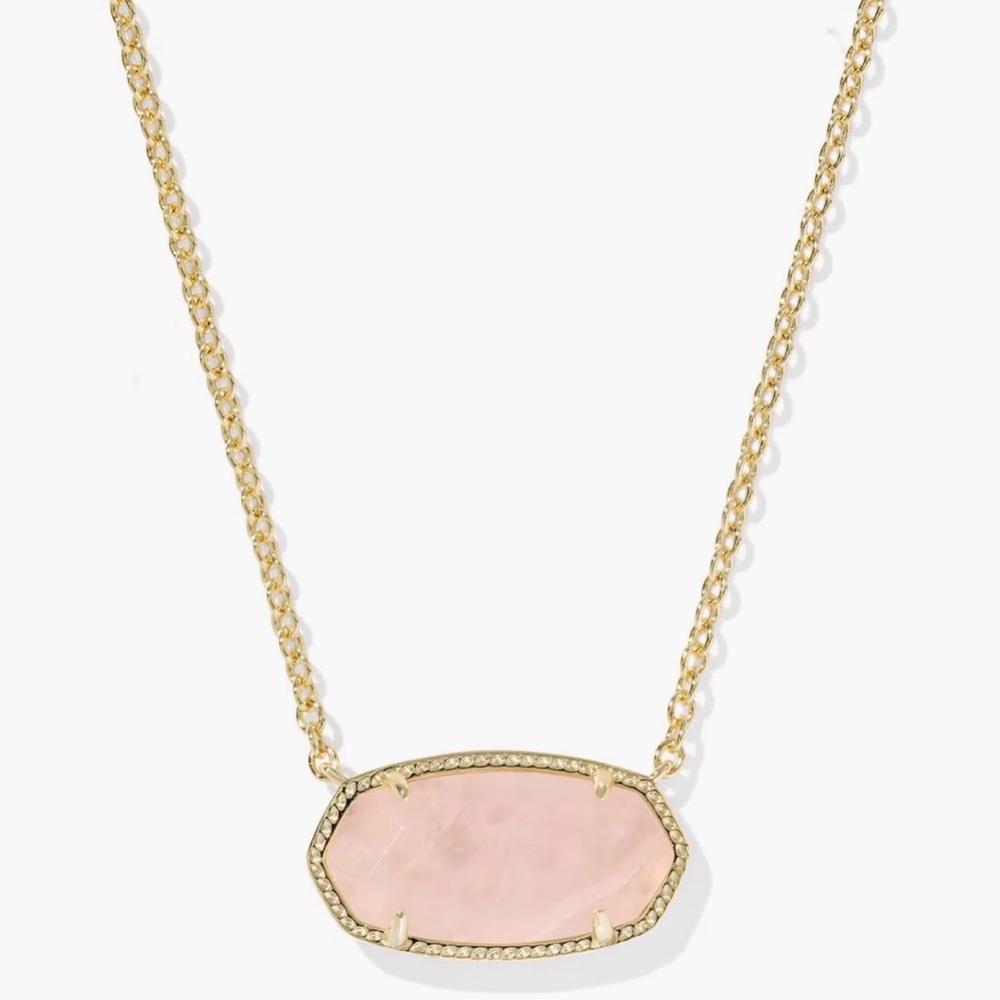 Kendra Scott Elisa Gold Pendant Necklace in Rose Quartz
